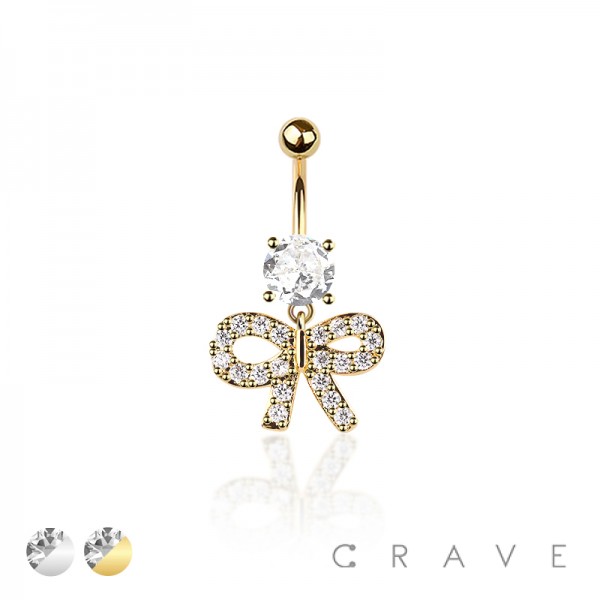 316L SURGICAL STEEL MULTI CZ RIBBON BELLY BUTTON NAVEL RING 